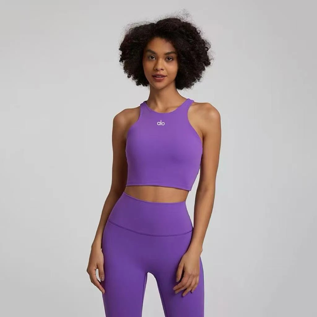 Alo Yoga Halter Crop Top Navy Vest Top - 13