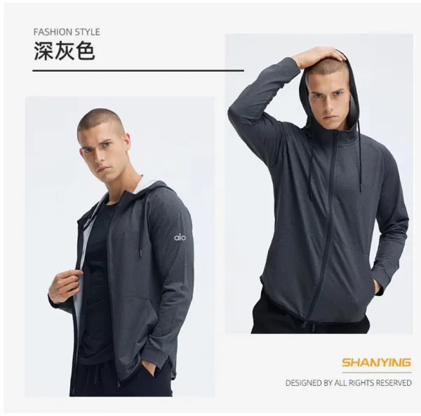 Alo Yoga Essential Zip-Up Hoodie Charcoal Gray Hoodie - 11