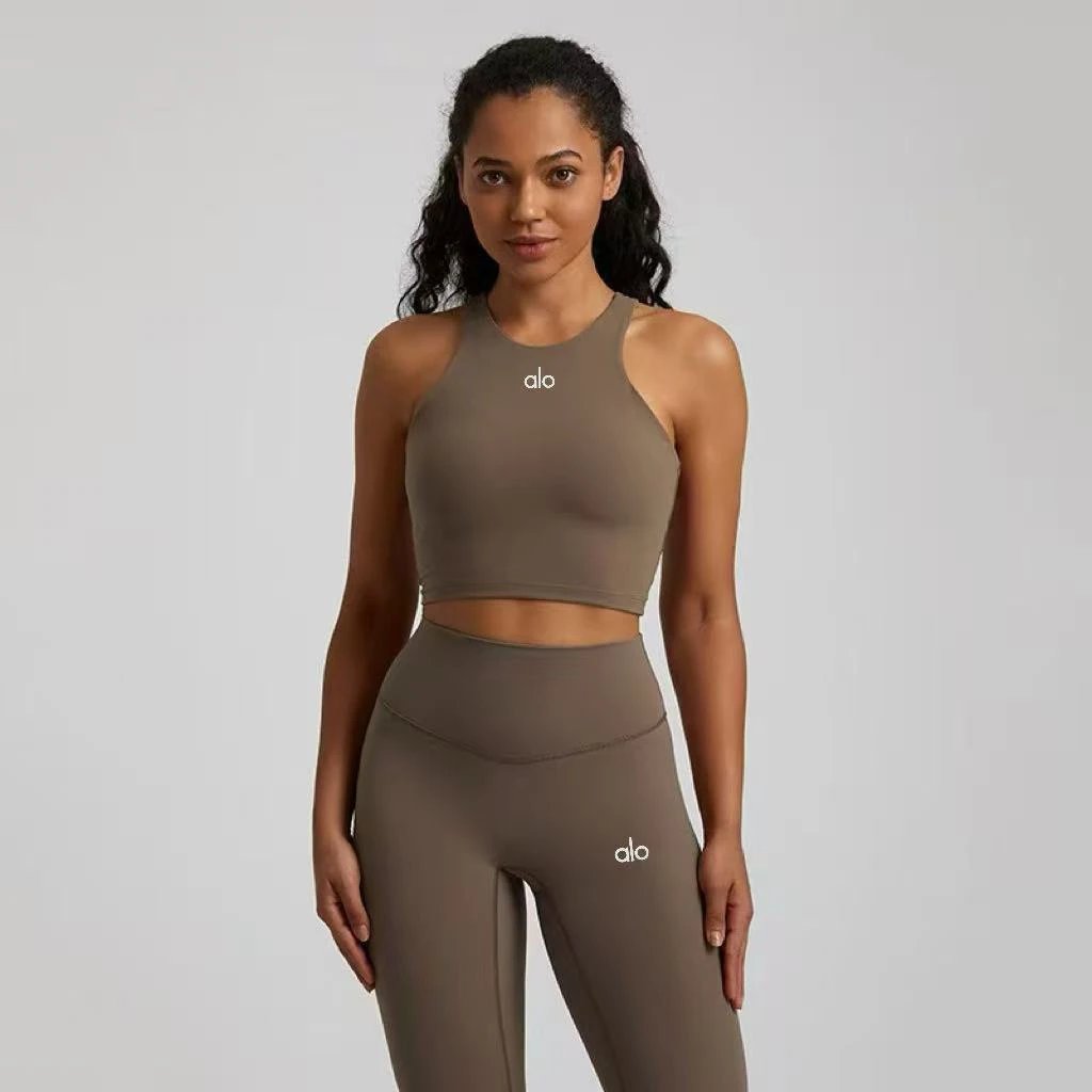 Alo Yoga Halter Crop Top Navy Vest Top - 9