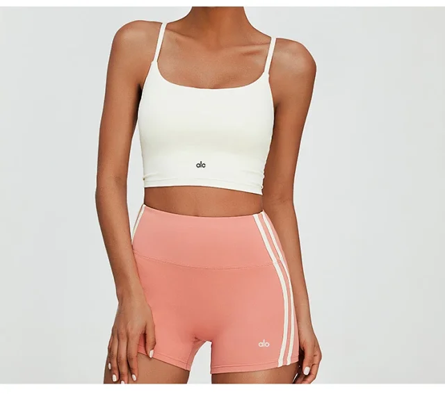 Alo Matching Sets Cropped Strappy Sports Bra and Side-Stripe Shorts Set product detail image 30
