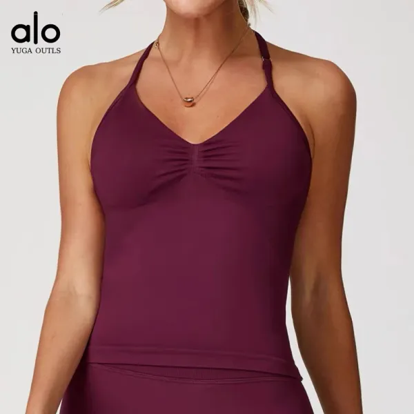 Alo Yoga Outls Halter Top Purple Activewear - 8