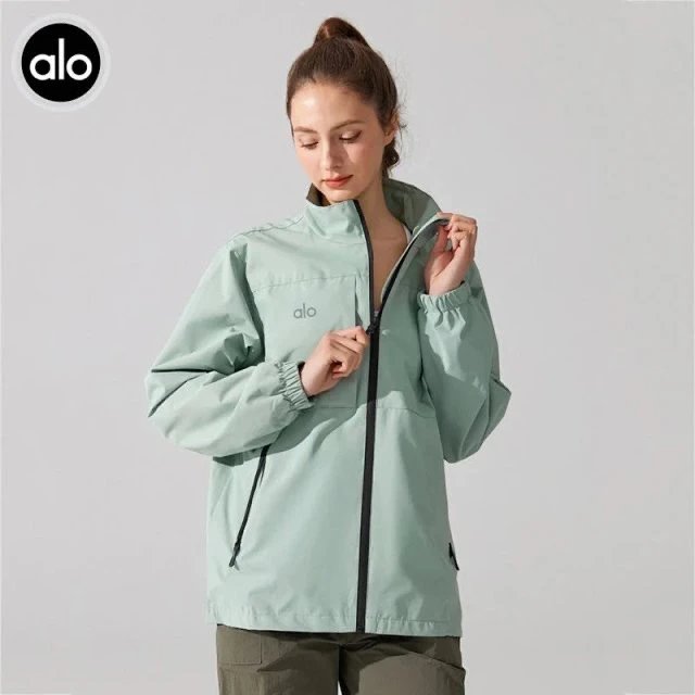 Alo Windbreaker Jacket Rust Orange Outerwear - 3