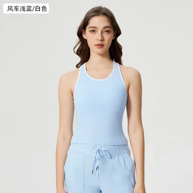 alo Vests Ribbed Contrast-Trim Tank Top product detail image 16