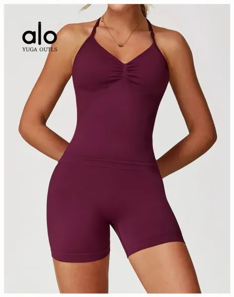 Alo Yoga Outls Halter Top Purple Activewear - 30