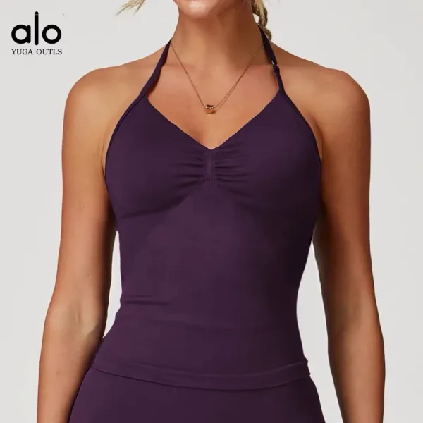 Alo Yoga Outls Halter Top Purple Activewear - 9