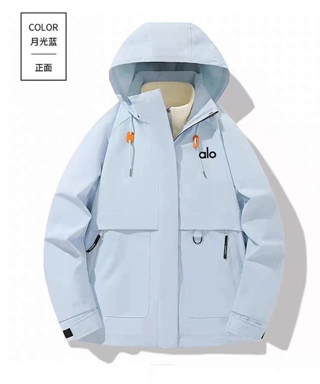 Alo Moonlight Blue Hooded Windbreaker Jacket Outerwear - 7