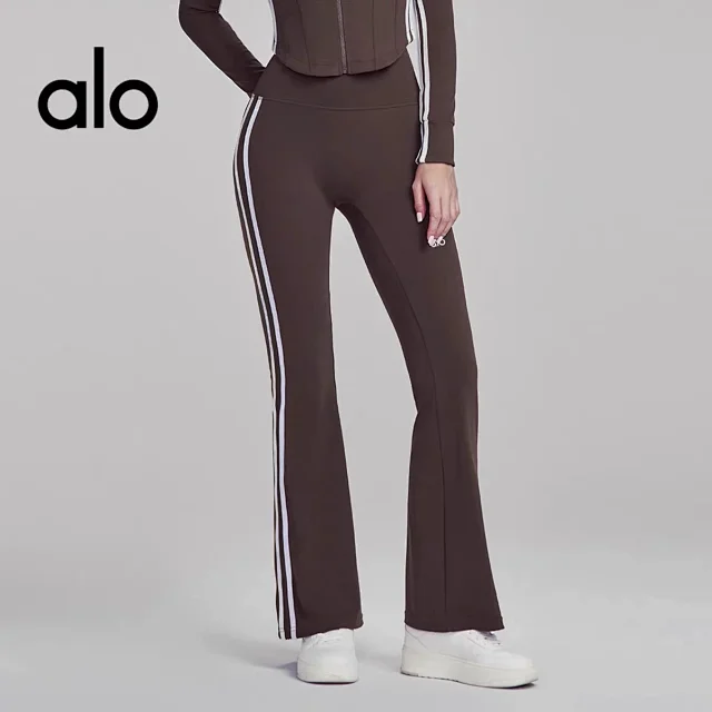 Alo Yoga Trousers High-Waisted Flared with Contrast Side Stripes product detail image 1