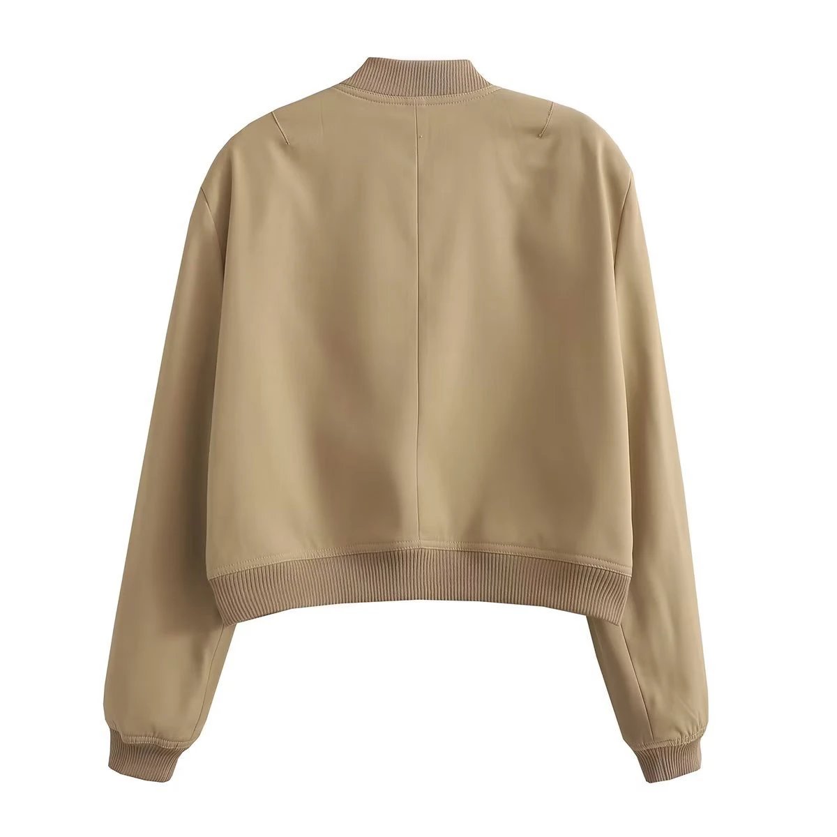 Alo Cropped Bomber Jacket Beige Outerwear - 30