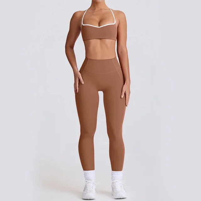 Alo Yoga Matching Sets Halter Sports Bra and High-Waisted Leggings or Shorts Set product detail image 12