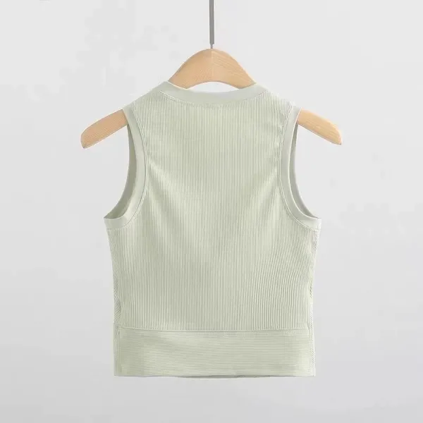 Alo Ribbed Crop Tank Top Mint Green Vest Top - 29