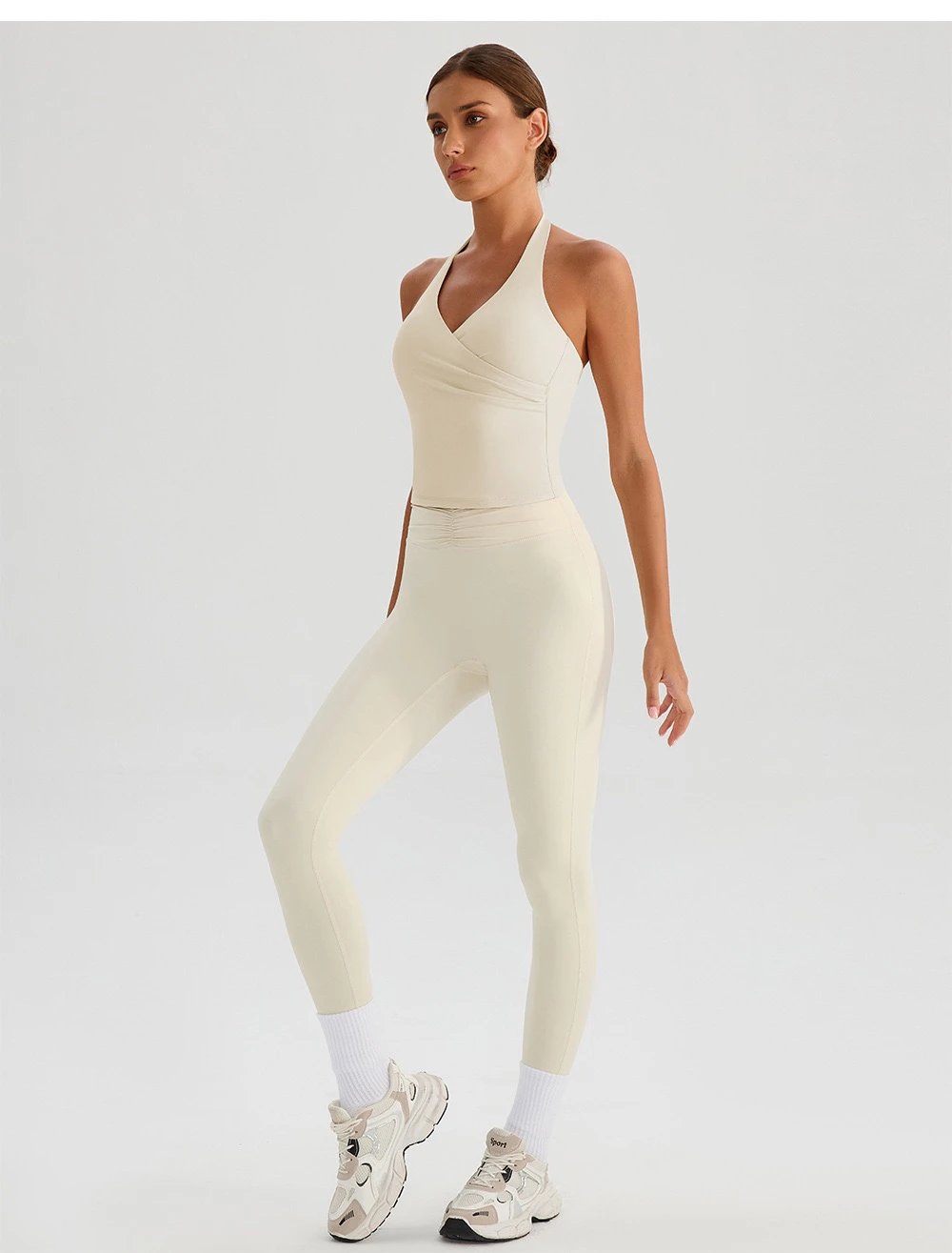 Design Wrap Halter Top Light Blue Activewear Set - 23