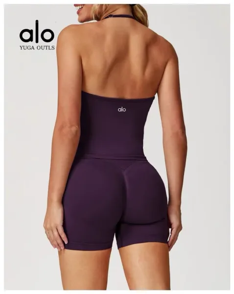 Alo Yoga Outls Halter Top Purple Activewear - 25