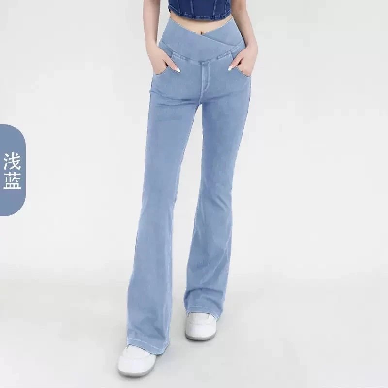Alo Jeans Crisscross-waist bootcut — Light blue