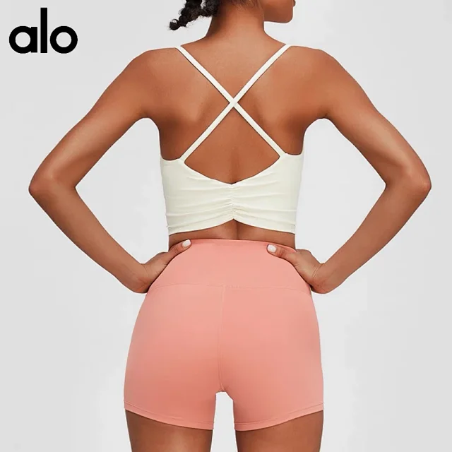 Alo Matching Sets Cropped Strappy Sports Bra and Side-Stripe Shorts Set product detail image 4