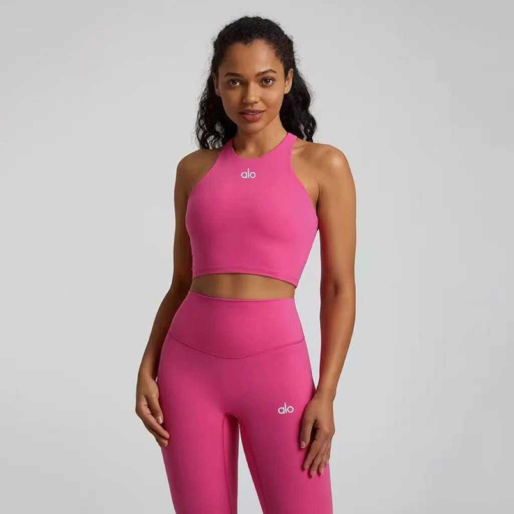 Alo Yoga Halter Crop Top Navy Vest Top - 7
