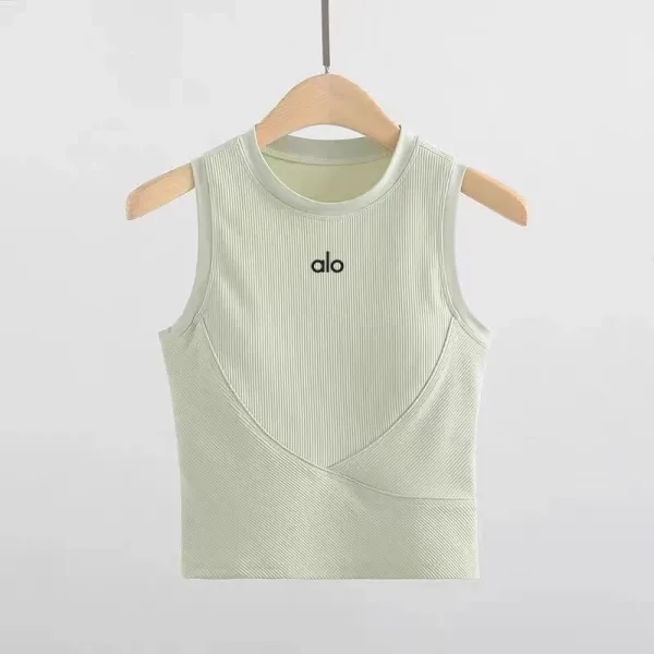Alo Ribbed Crop Tank Top Mint Green Vest Top - 28