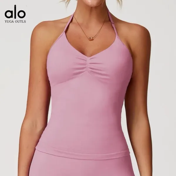 Alo Yoga Outls Halter Top Purple Activewear - 10