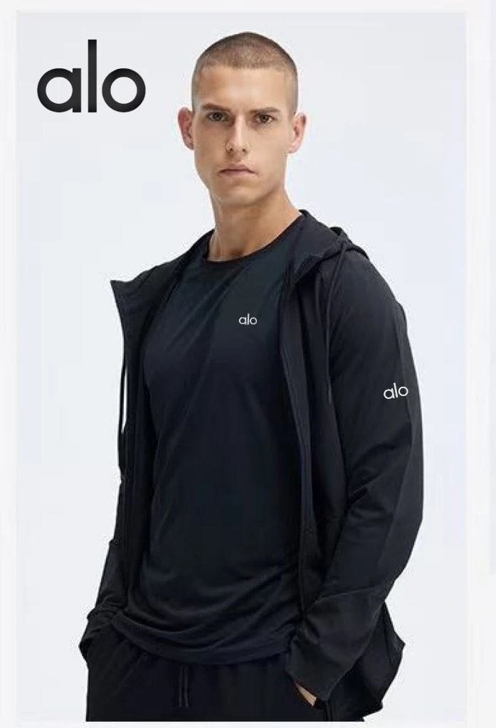 【DX82-2】Alo Spring and Autumn Hooded Pullover Sweater Men's Morning Running Sports Jacket Quick-drying Clothing