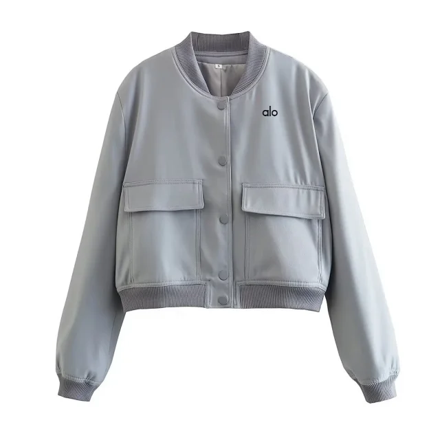 Alo Yoga Jackets Cropped bomber jacket with flap pockets product detail image 26