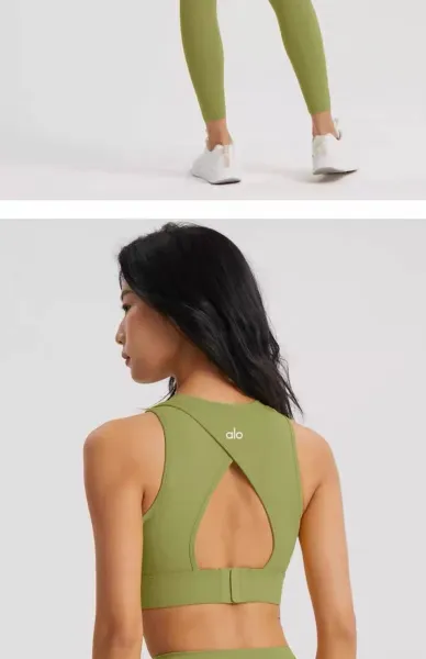 Alo Yoga Cross-Back Sports Bra Matcha Green Activewear - 25