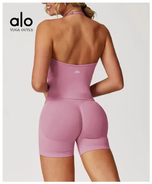 Alo Yoga Outls Halter Top Purple Activewear - 28