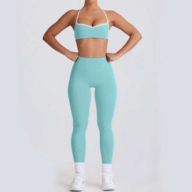 Alo Yoga Matching Sets Halter Sports Bra and High-Waisted Leggings or Shorts Set product detail image 9