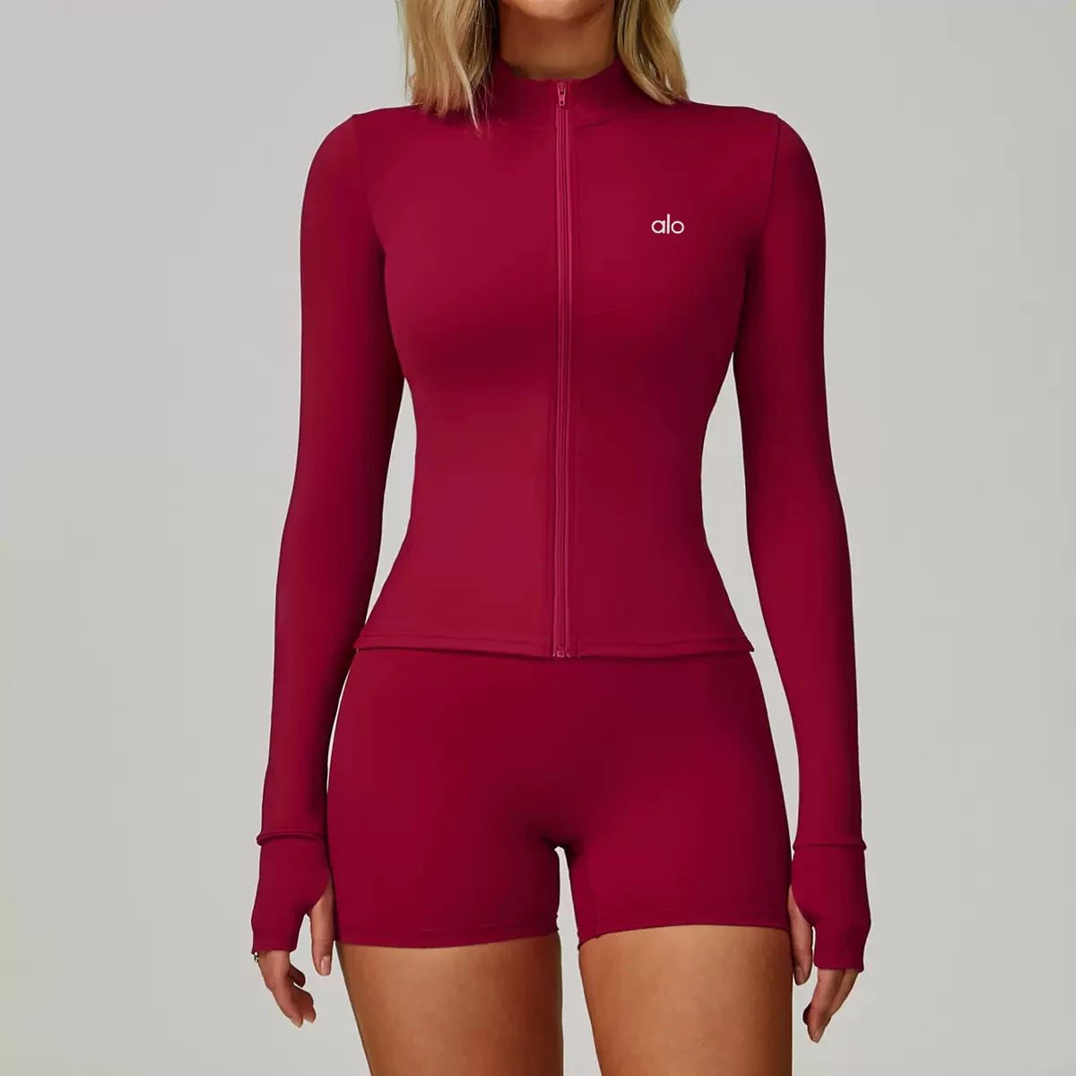 Alo Yoga Jackets Women's fitted full-zip mock-neck jacket with thumbholes image 14
