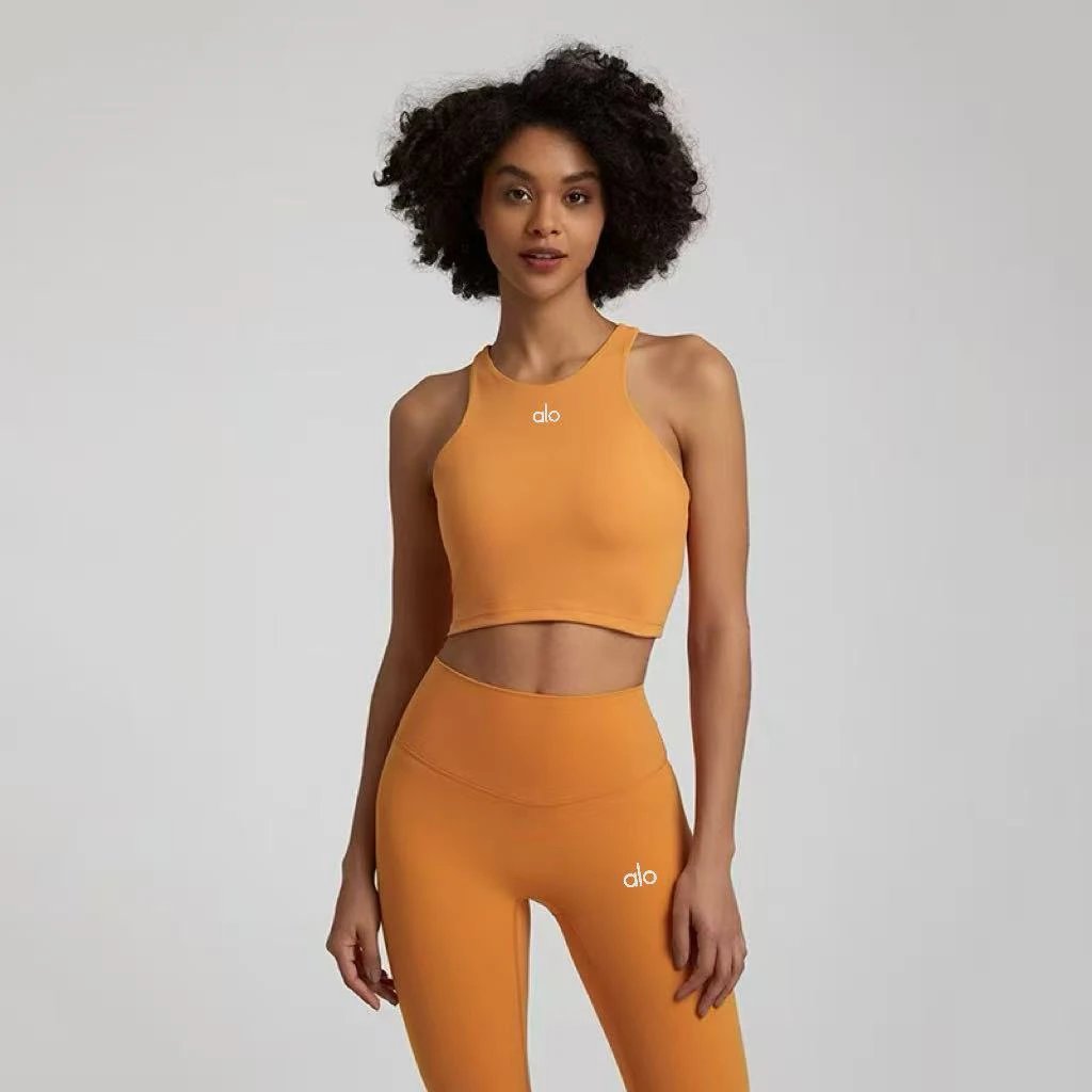 Alo Yoga Halter Crop Top Navy Vest Top - 10