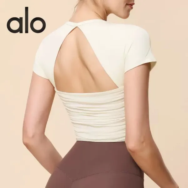 Alo Square Neck Crop Top Light Blue Activewear - 3