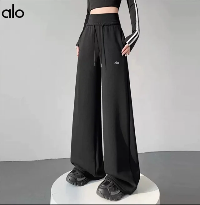 Alo Trousers High-waisted wide-leg drawstring sweatpants product detail image 5
