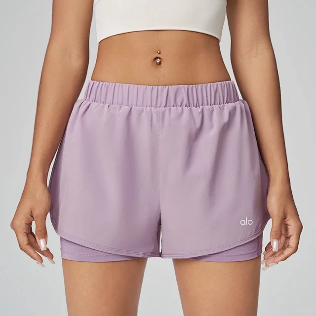 Alo Shorts Women's 2-in-1 running with inner liner product detail image 2