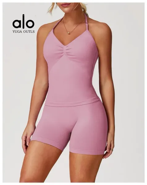 Alo Yoga Outls Halter Top Purple Activewear - 27