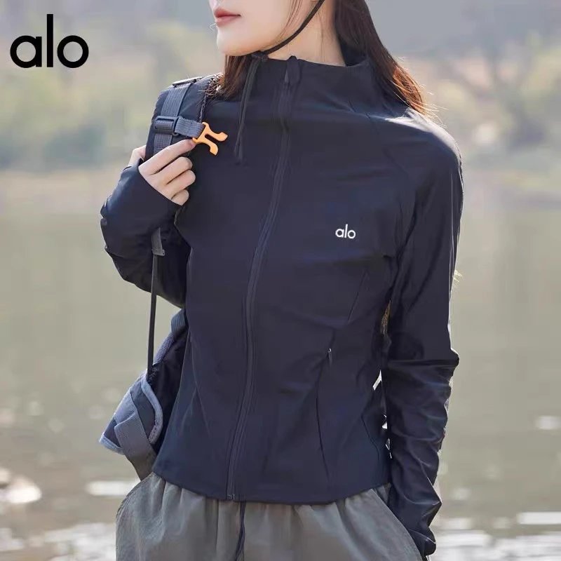 Alo Yoga Jackets Slim-fit full-zip stand-collar sports jacket with thumbhole cuffs image 8