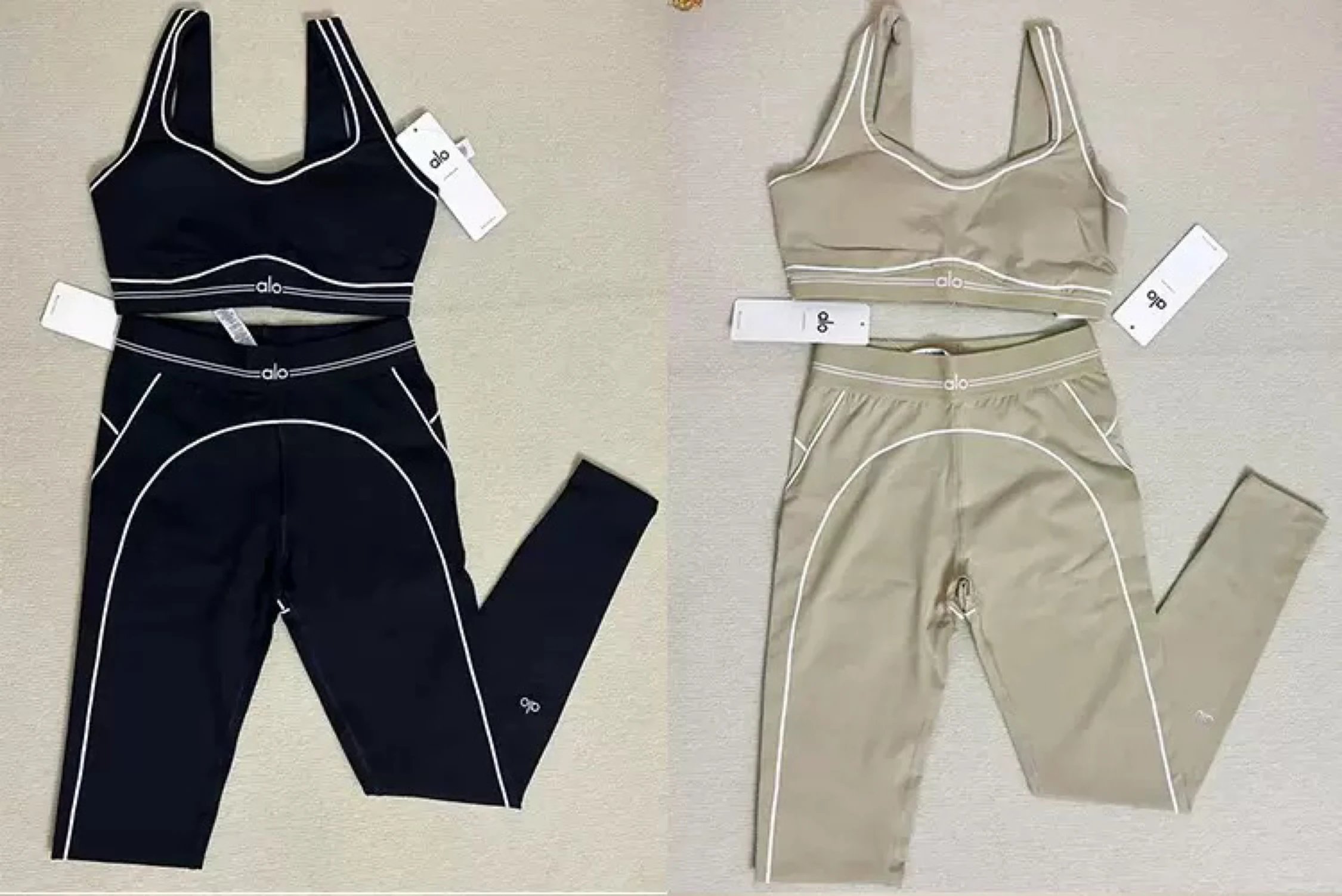 DX82-2 Pilates Leggings 2-Piece Set for Women Athletic Yoga Running Outfit