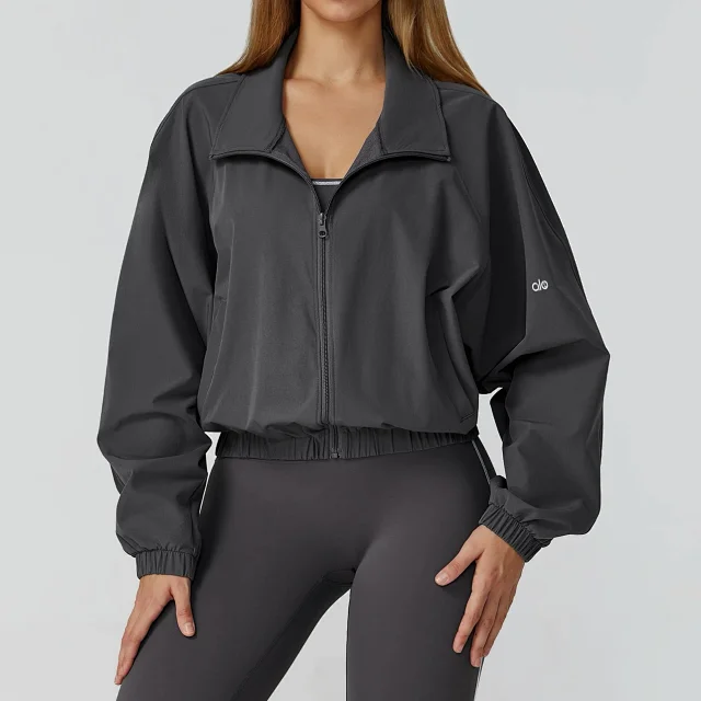 Alo Yoga Jackets Cropped Zip-Up Jacket with Stand Collar product detail image 9