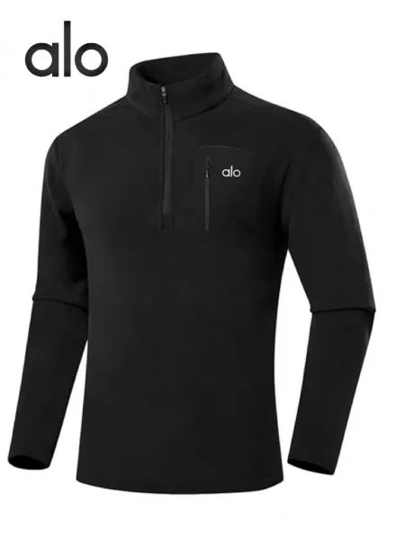 Alo Half-Zip Fleece Black Base-Layer Top - 6