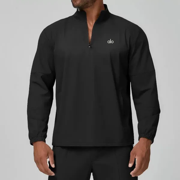 Alo Quarter-Zip Performance Top Black Activewear - 10