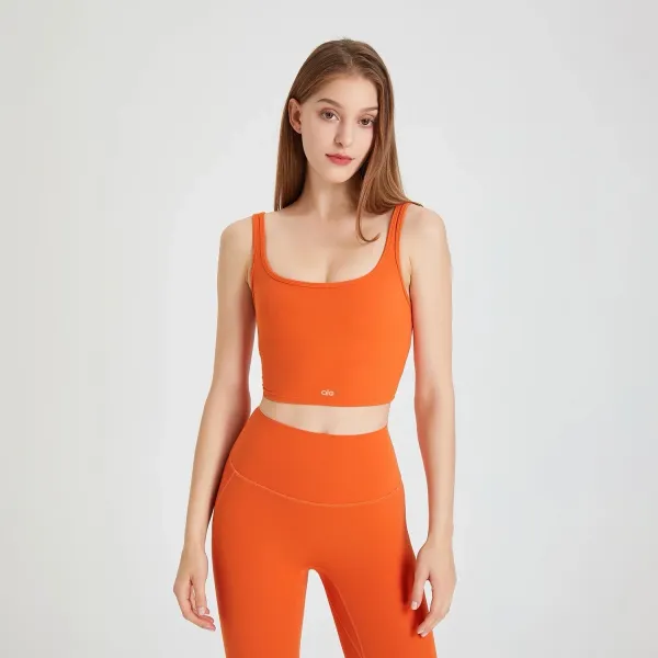 Alo Yoga Essential Crop Top and High-Waist Leggings Set Orange Activewear - 1