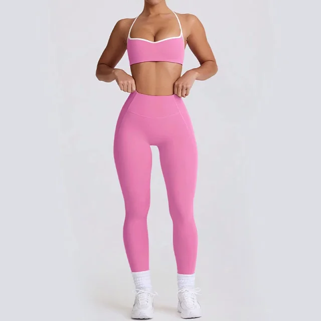 Alo Yoga Matching Sets Halter Sports Bra and High-Waisted Leggings or Shorts Set product detail image 5