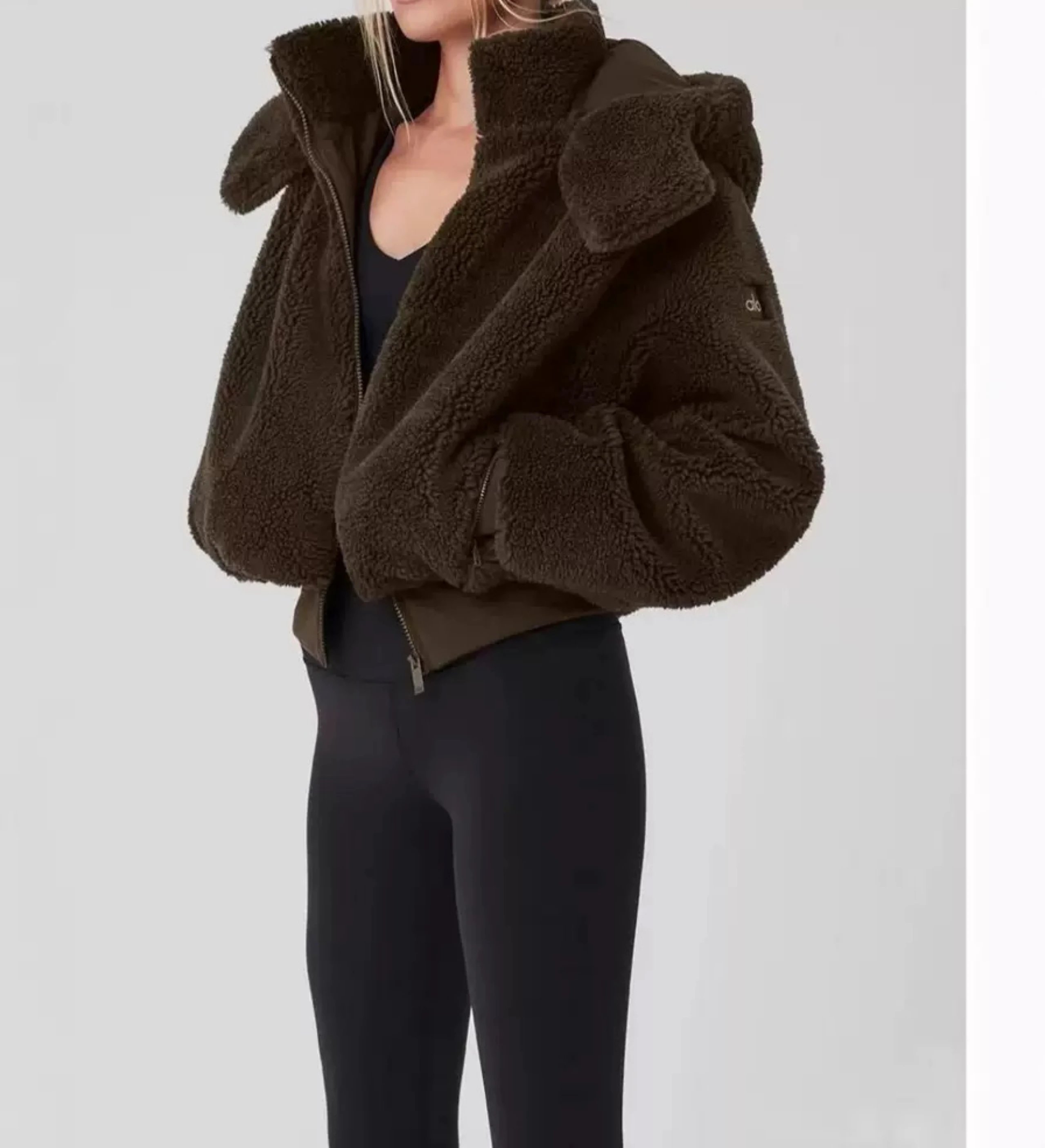 Calvin Klein Sherpa Fleece Bomber Jacket Brown Outerwear - 21