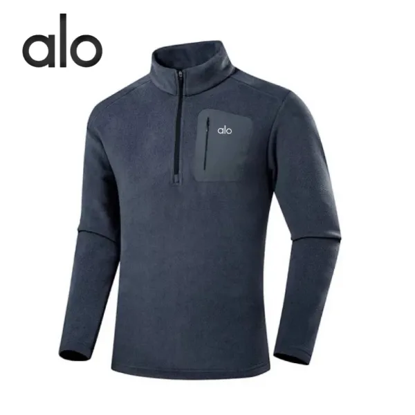 Alo Half-Zip Fleece Black Base-Layer Top - 8