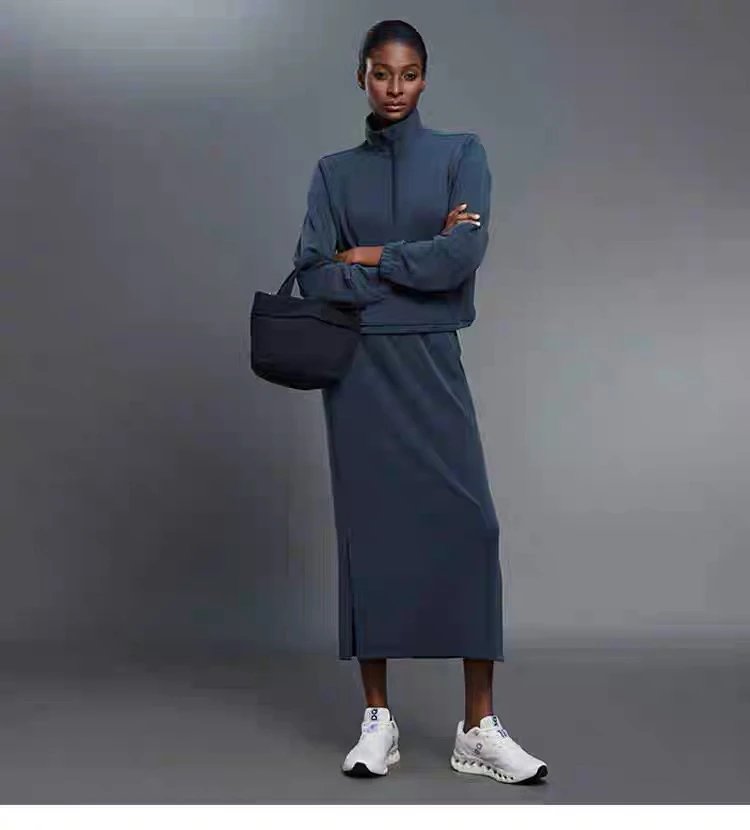 Design Drawstring Waist Midi Skirt in Navy Blue - 30