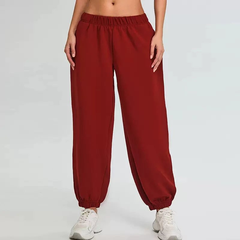 Design Wide-Leg Jogger Pants Burgundy Sweatpants - 11