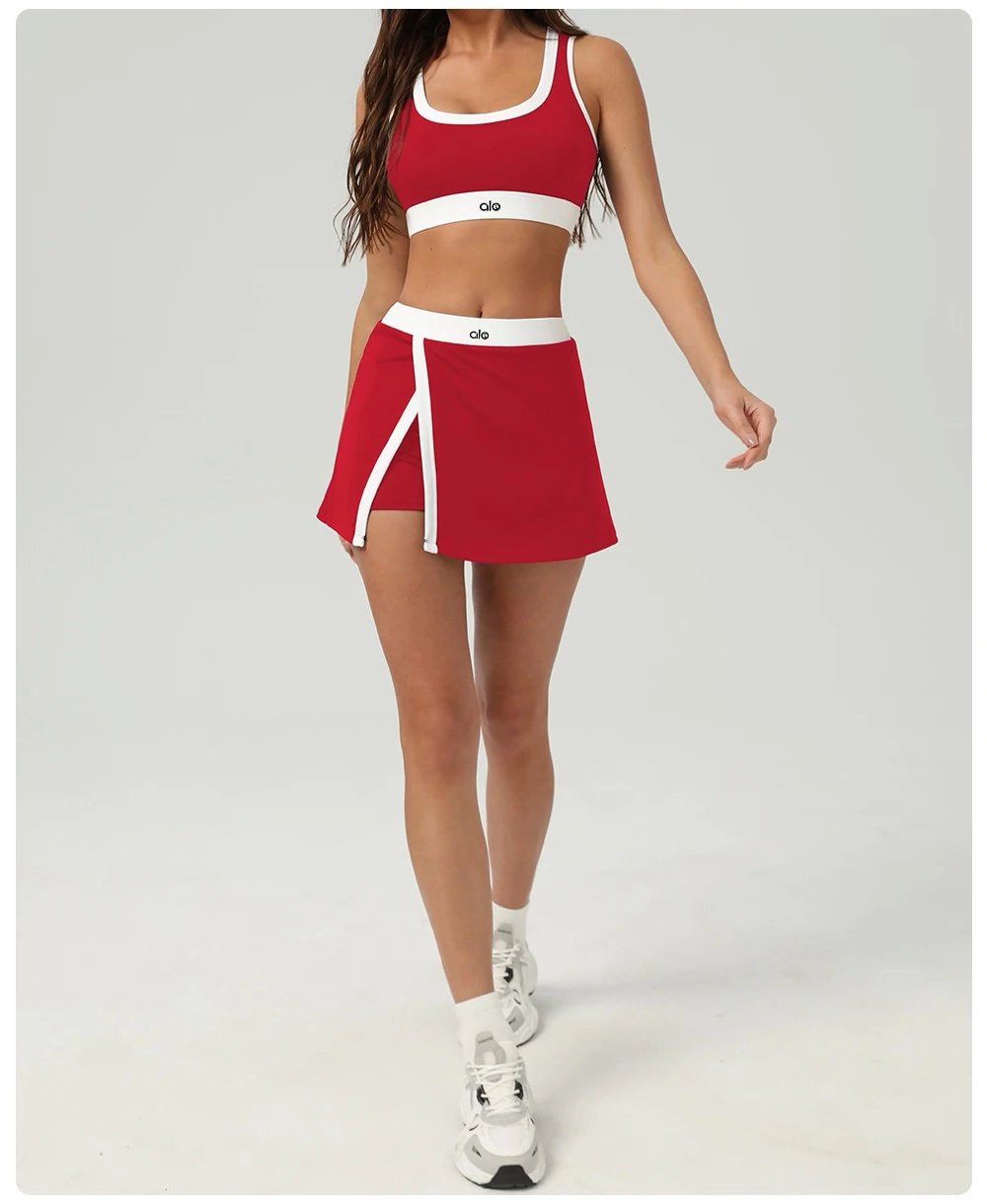Alo Wrap Skort Red with White Trim Shorts - 22