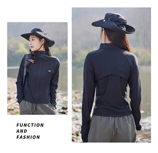 Alo Yoga Jackets Slim-fit full-zip stand-collar sports jacket with thumbhole cuffs product detail image 26