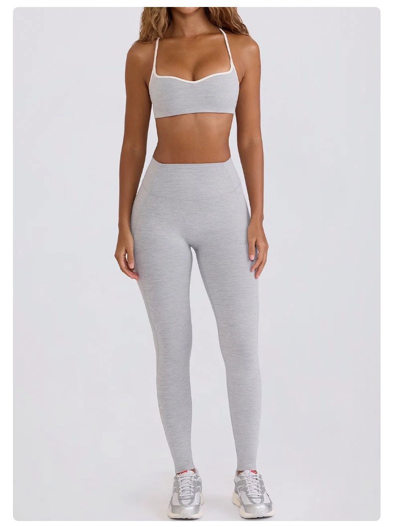 Design Racerback Sports Bra and High-Waisted Shorts Set in Mocha Activewear - 53