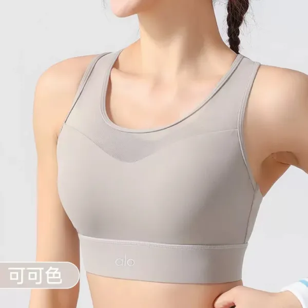 Alo Yoga Mesh Panel Sports Bra Gray Activewear - 1