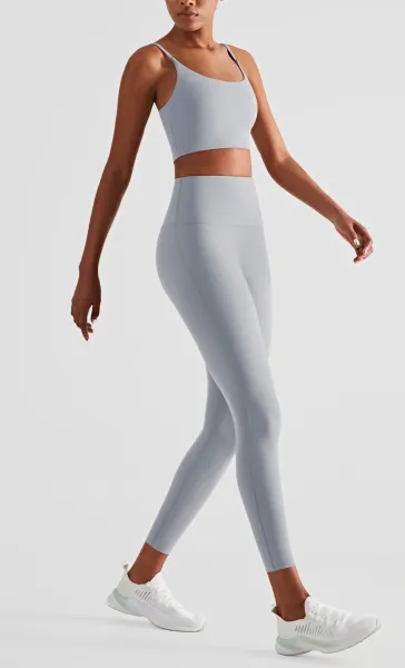 Design Seamless Crop Top and High-Waist Leggings Set Burgundy Activewear - 25