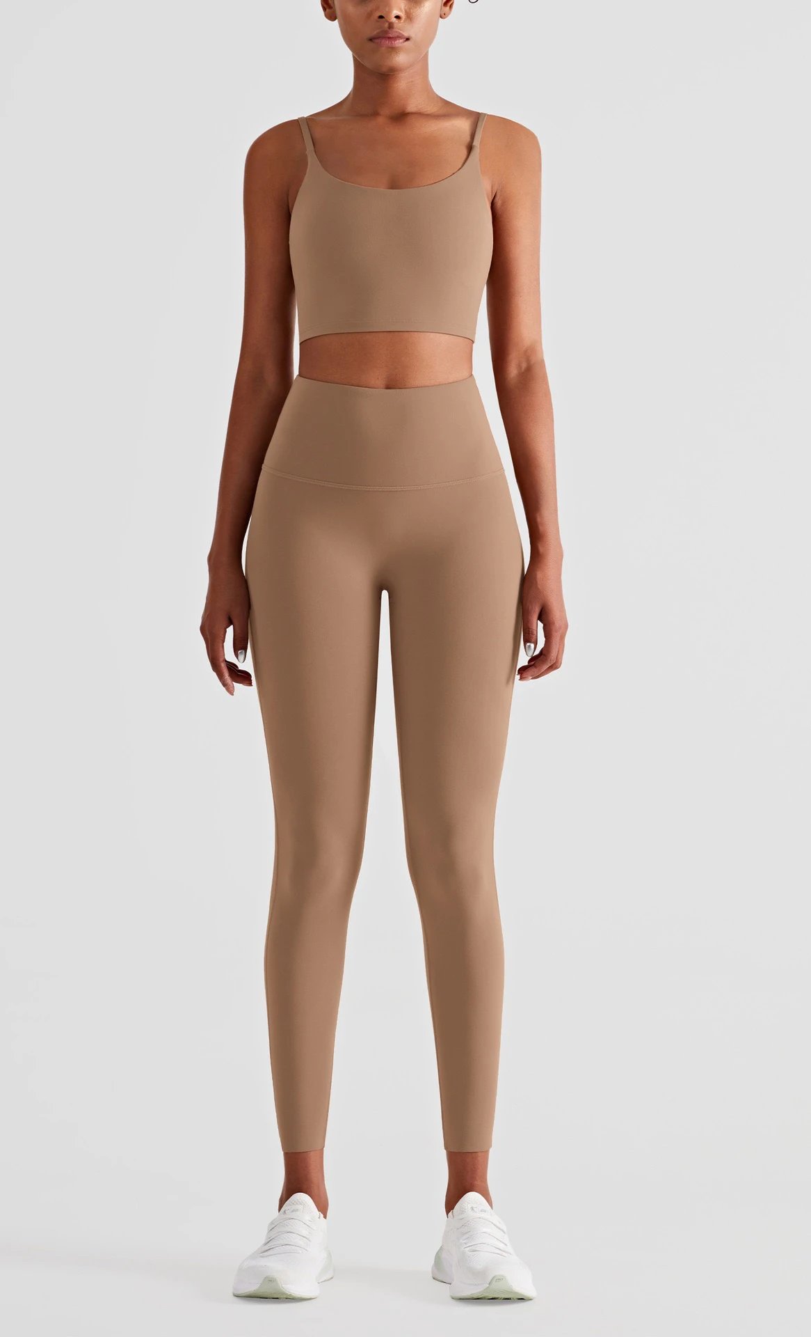 Design Seamless Crop Top and High-Waist Leggings Set Burgundy Activewear - 26