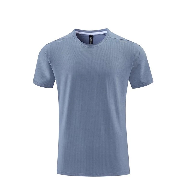 Alo T-Shirts Short-Sleeve Crewneck Performance T-Shirt with Reflective Shoulder Accents — Gray-blue